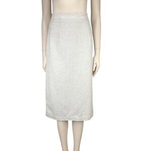 FRANK & OAK Cotton Linen Midi Office Minimalist Academia Pale Gray Skirt s XS